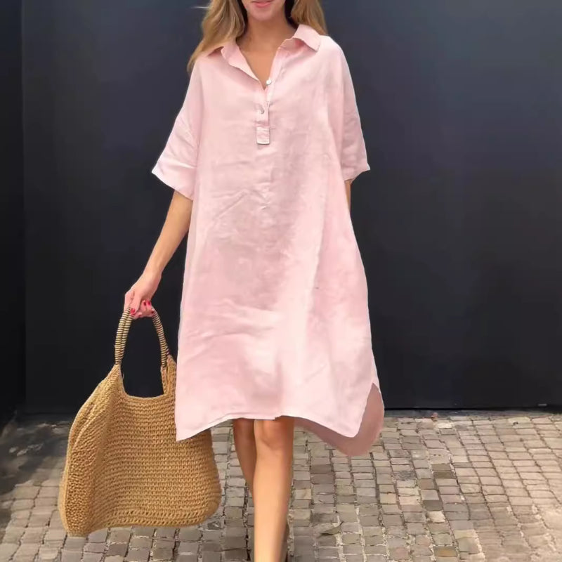 Übergroßes Hemd-Midikleid mit Tasche