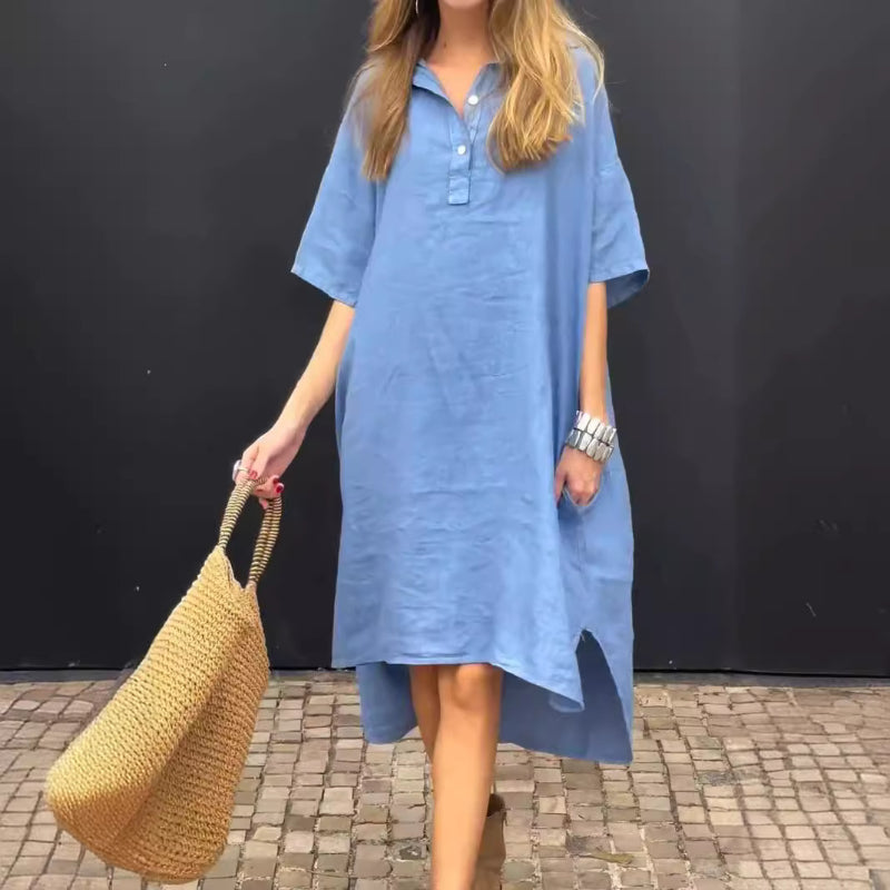 Übergroßes Hemd-Midikleid mit Tasche