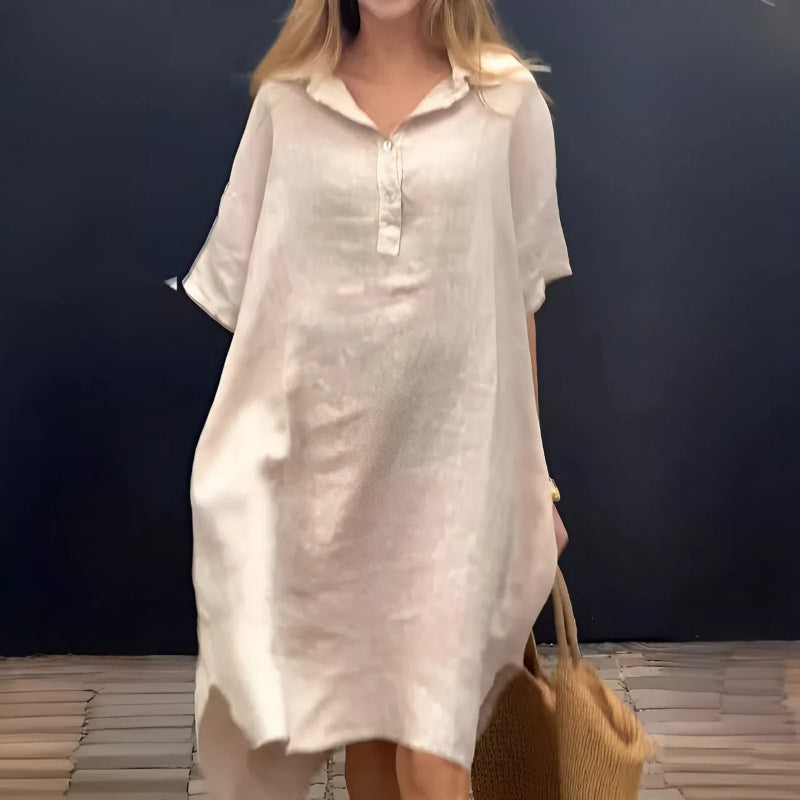 Übergroßes Hemd-Midikleid mit Tasche