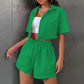 Kurzes Button-Down-Shirt und Shorts-Set für Damen