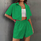 Kurzes Button-Down-Shirt und Shorts-Set für Damen