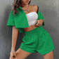 Kurzes Button-Down-Shirt und Shorts-Set für Damen