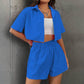 Kurzes Button-Down-Shirt und Shorts-Set für Damen