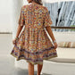 👗Minikleid mit Blumenmuster und V-Ausschnitt und kurzen Ärmeln für Damen