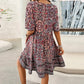 👗Minikleid mit Blumenmuster und V-Ausschnitt und kurzen Ärmeln für Damen
