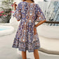 👗Minikleid mit Blumenmuster und V-Ausschnitt und kurzen Ärmeln für Damen
