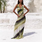 Damen Sexy Bedrucktes Rückenfreies Neckholder-Maxikleid