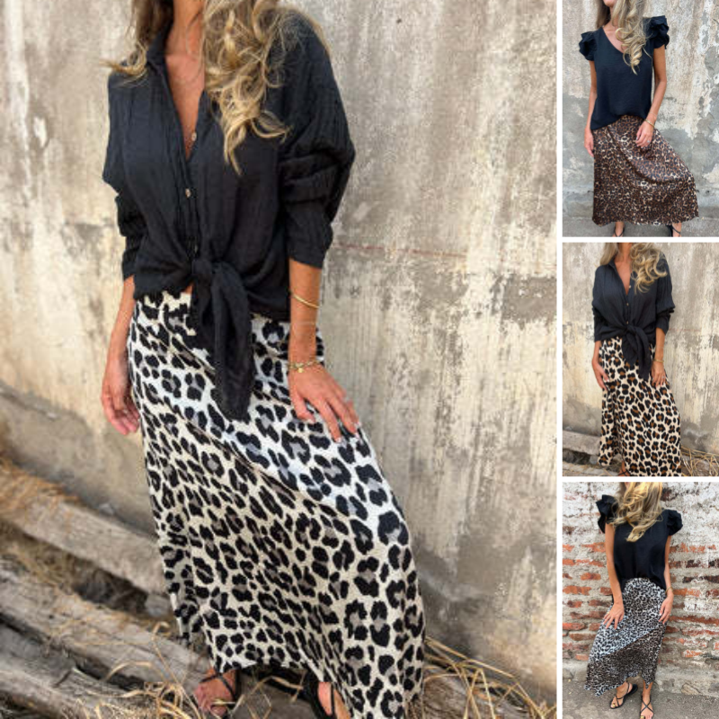 Stilvoller langer Rock mit Leopardenmuster für Damen