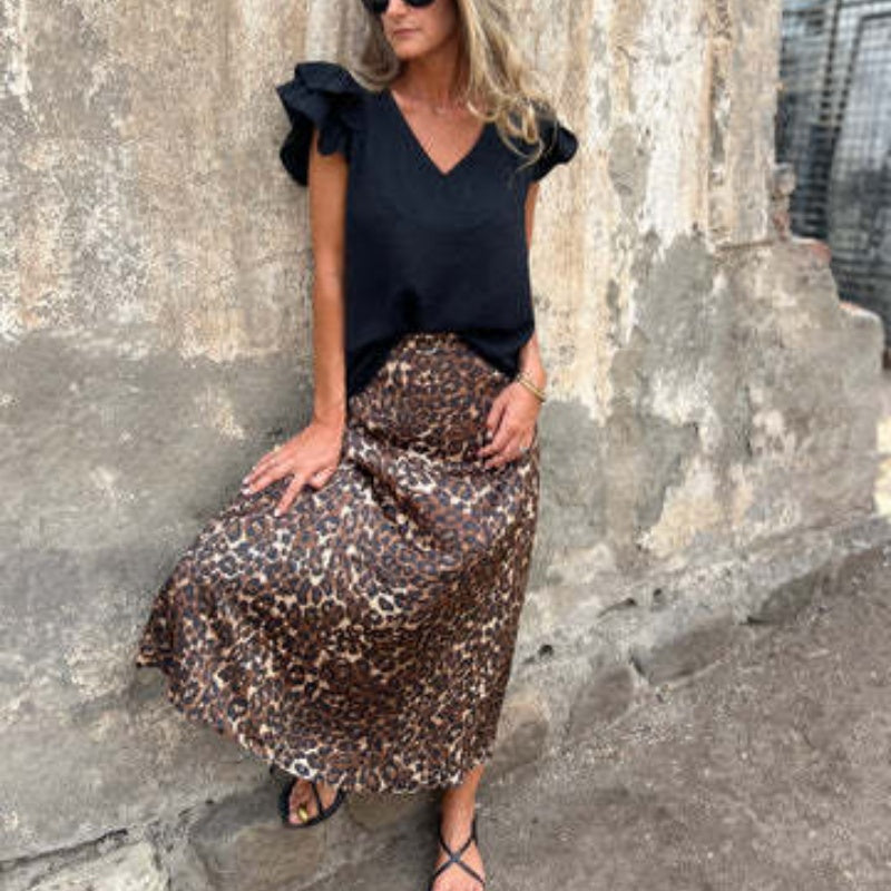 Stilvoller langer Rock mit Leopardenmuster für Damen