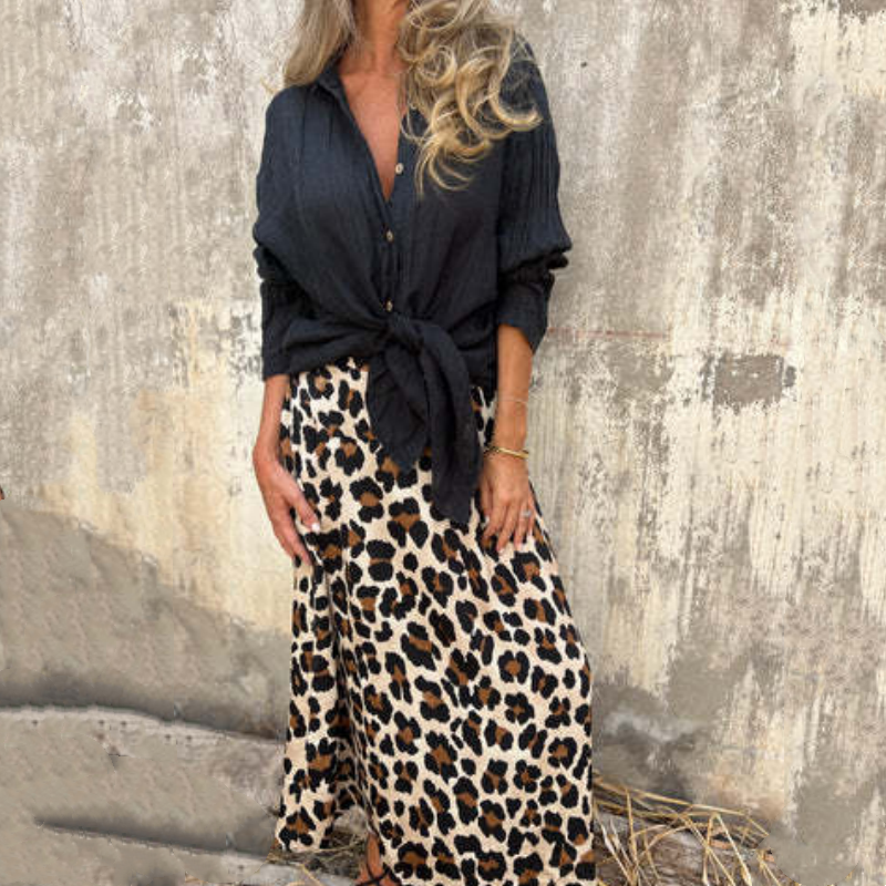 Stilvoller langer Rock mit Leopardenmuster für Damen