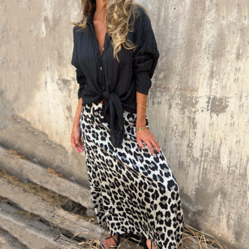 Stilvoller langer Rock mit Leopardenmuster für Damen