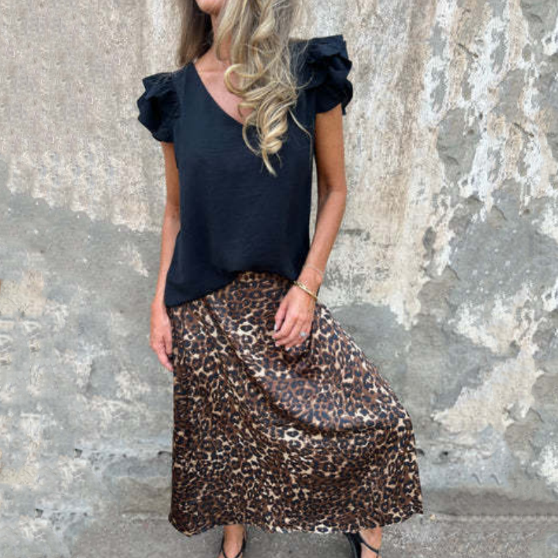 Stilvoller langer Rock mit Leopardenmuster für Damen