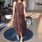 Elegantes ärmelloses Damenkleid mit Knopfleiste vorne und Bindegürtel