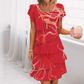 Damen elegantes modisches Kleid mit Volantsaum
