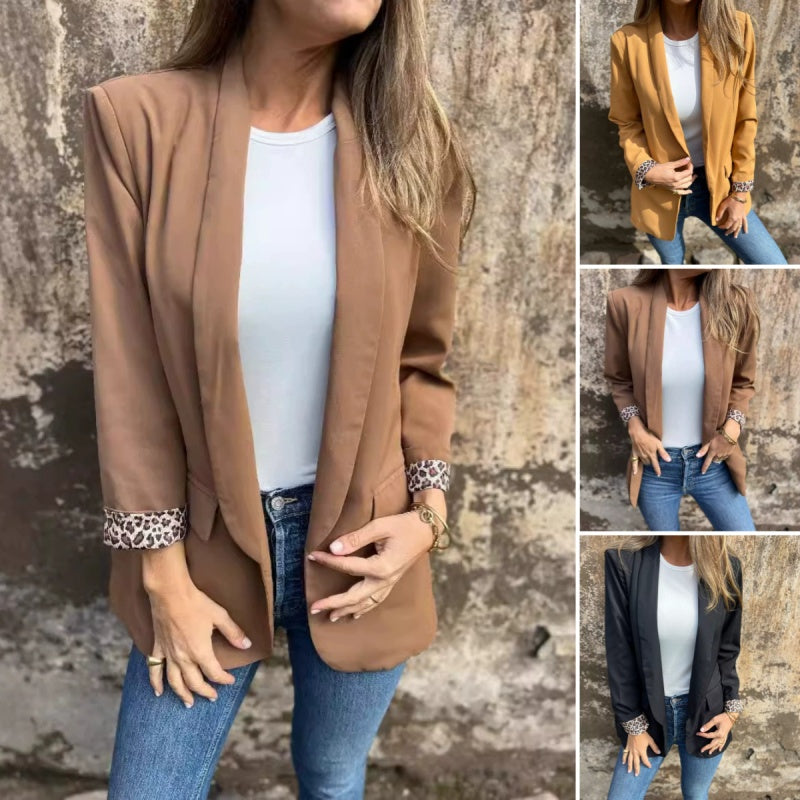 ✨🐆Stylischer Damenblazer mit Leopardenmuster-Futter