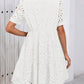 Damen A-Linien Kleid mit V-Ausschnitt, Lochmuster und Druck