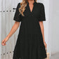 Damen A-Linien Kleid mit V-Ausschnitt, Lochmuster und Druck