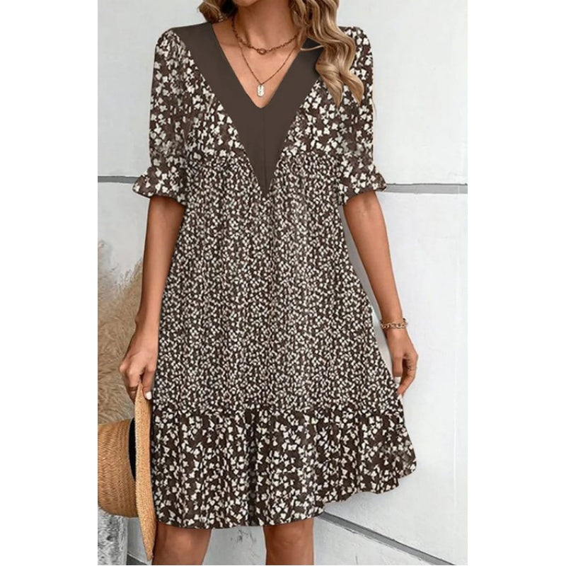 💕Nur für kurze Zeit: 50 % Rabatt💕Fließendes Minikleid mit V-Ausschnitt für Damen