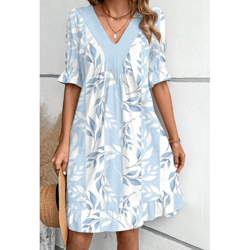 💕Nur für kurze Zeit: 50 % Rabatt💕Fließendes Minikleid mit V-Ausschnitt für Damen