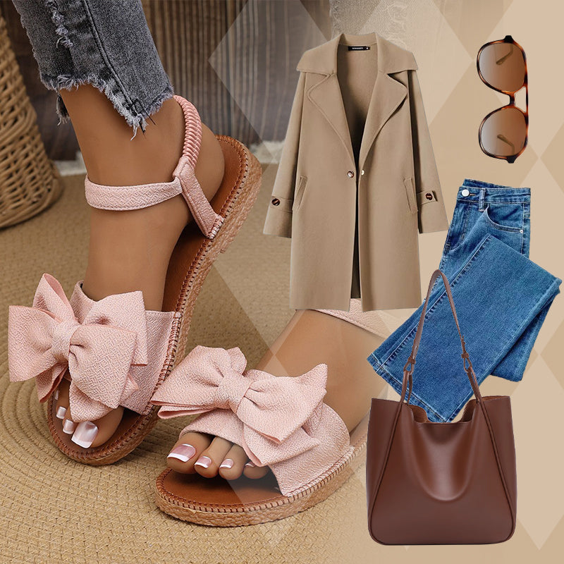 Flache Sandalen mit Schleife für Frauen