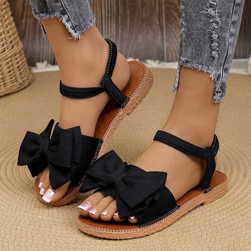 Flache Sandalen mit Schleife für Frauen