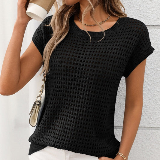 🔥Zeitlich begrenztes Sonderangebot🔥Women's Crochet Knit Hollow-Out T-Shirt