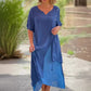 Kurzarmkleid aus Baumwollleinen mit lockerer Passform