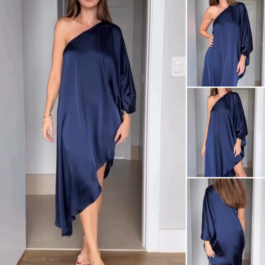 Asymmetrisches, sexy und lockeres Ein-Schulter-Kleid