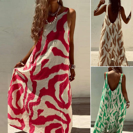 Ärmelloses rückenfreies Kleid mit trendigem Print für Damen