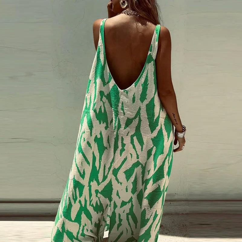 Ärmelloses rückenfreies Kleid mit trendigem Print für Damen