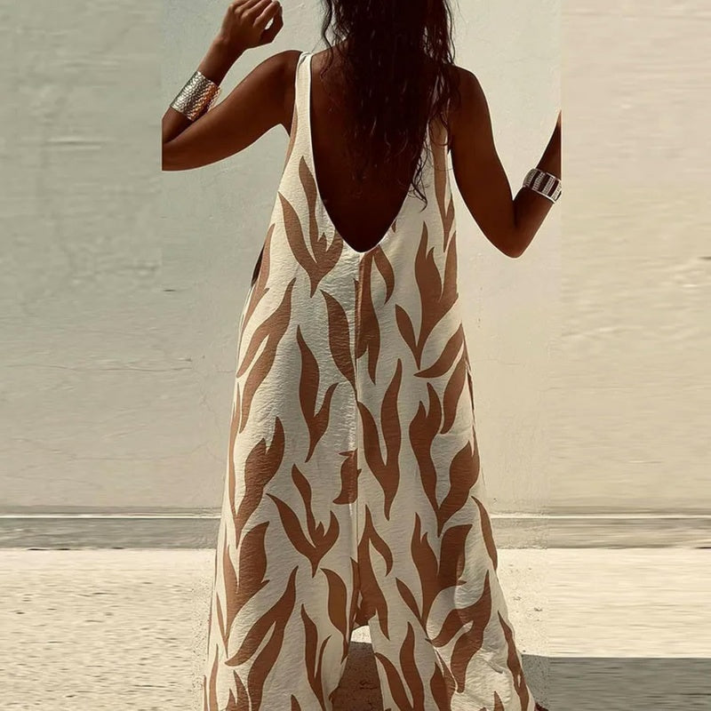 Ärmelloses rückenfreies Kleid mit trendigem Print für Damen