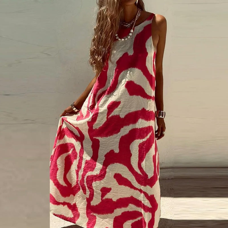 Ärmelloses rückenfreies Kleid mit trendigem Print für Damen