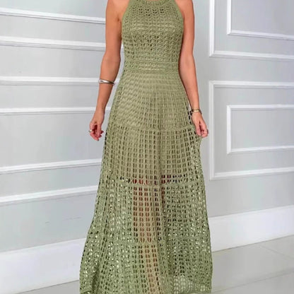Maxikleid mit Häkelstrickstruktur in A-Linie