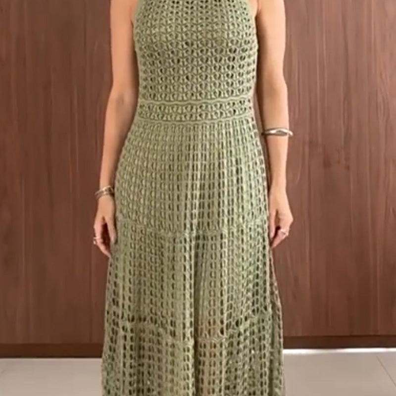Maxikleid mit Häkelstrickstruktur in A-Linie