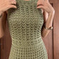 Maxikleid mit Häkelstrickstruktur in A-Linie