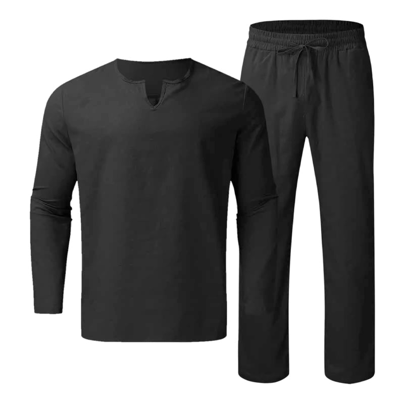 2-teiliges Herren-Set aus Oberteil und Hose mit V-Ausschnitt