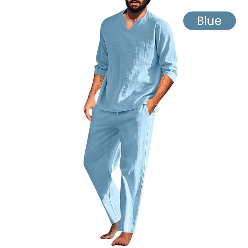2-teiliges Herren-Set aus Oberteil und Hose mit V-Ausschnitt