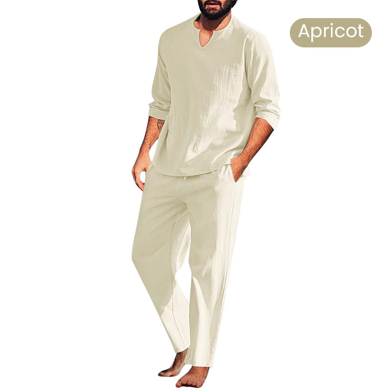 2-teiliges Herren-Set aus Oberteil und Hose mit V-Ausschnitt