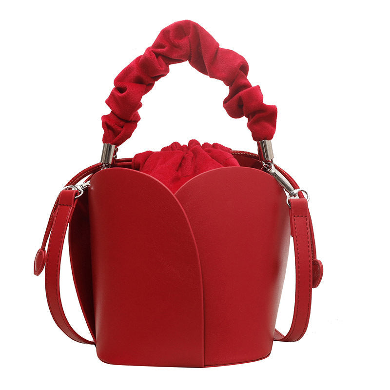 Handgefertigte Beuteltasche aus Leder mit Kordelzug für Damen