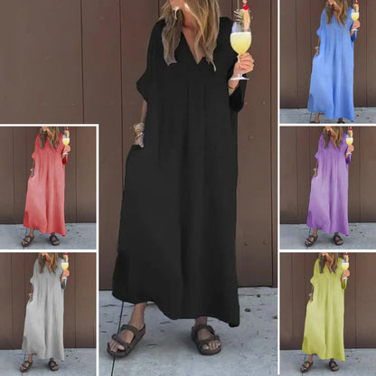 Lässiges, fließendes Kleid mit V-Ausschnitt für Damen