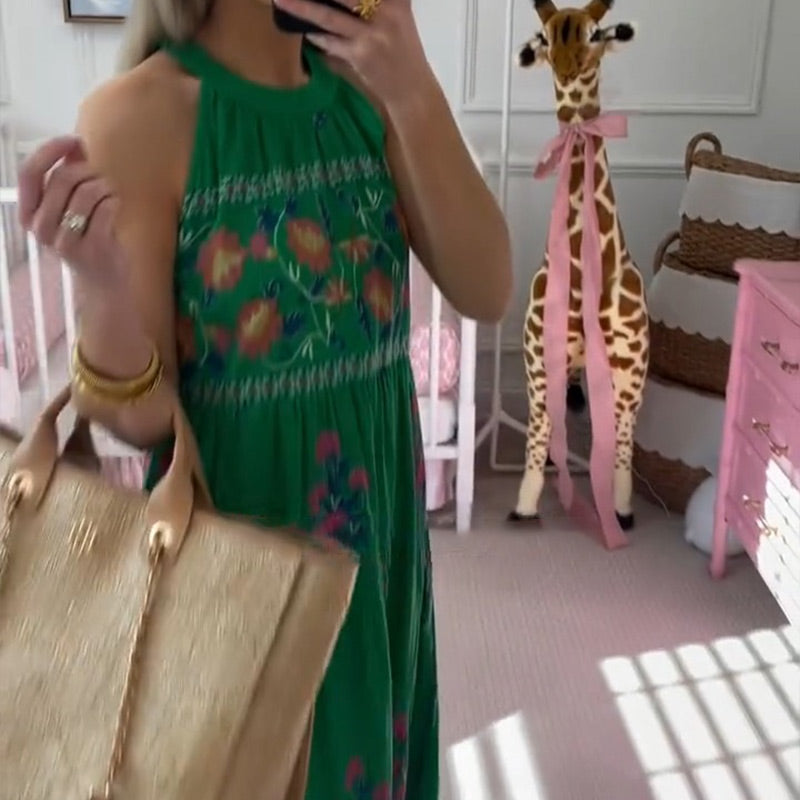 Ärmelloses Neckholder-Maxikleid mit Print