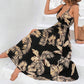 Sexy Maxikleid für Damen mit Blumendruck, rückenfrei, V-Ausschnitt, hohem Schlitz