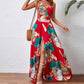 Sexy Maxikleid für Damen mit Blumendruck, rückenfrei, V-Ausschnitt, hohem Schlitz