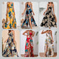 Sexy Maxikleid für Damen mit Blumendruck, rückenfrei, V-Ausschnitt, hohem Schlitz