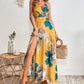 Sexy Maxikleid für Damen mit Blumendruck, rückenfrei, V-Ausschnitt, hohem Schlitz