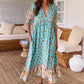 Boho-Blumenkleid mit V-Ausschnitt und hoher Taille in A-Linie