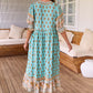 Boho-Blumenkleid mit V-Ausschnitt und hoher Taille in A-Linie