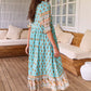 Boho-Blumenkleid mit V-Ausschnitt und hoher Taille in A-Linie