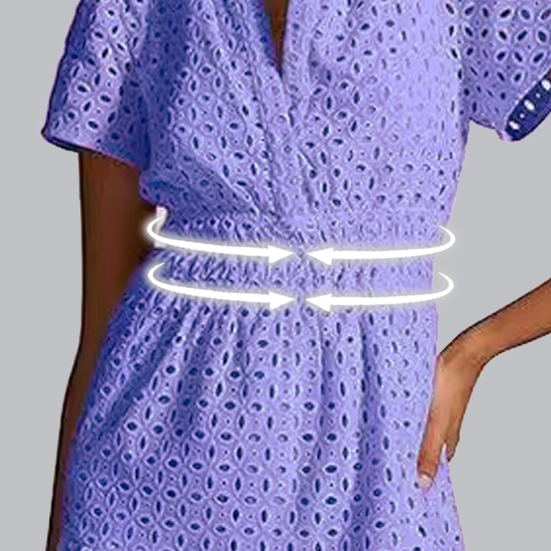 Damen V-Ausschnitt Kurzarm Hollow Out Kleid🌟🌟Neue Produkte🔥🔥🔥