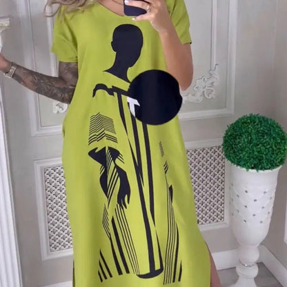 Damenkleid mit trendigem Print und lockerer Passform, kurzärmlig